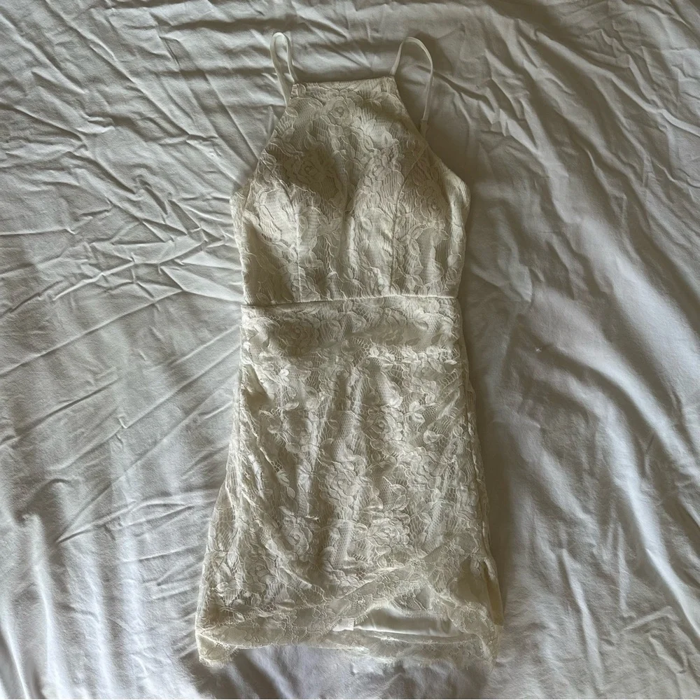White Lace Mini Dress - Picture 4 of 6